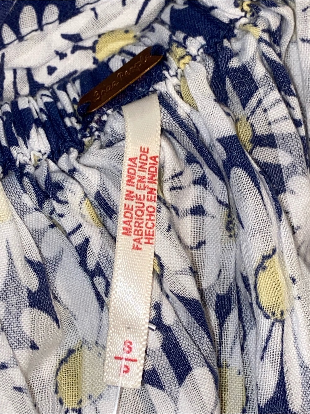 FP BELLWEATHER DAISY TANK TOP Peplum Tie Back Blue/White NWT - Picture 3 of 6